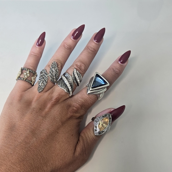 925 Silver Ring Citrine look stone with Marcasite accent stones - Picture 5 of 6